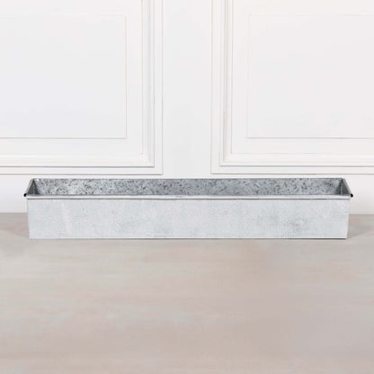 Roll Top White Wash Metal Planter - 94cm