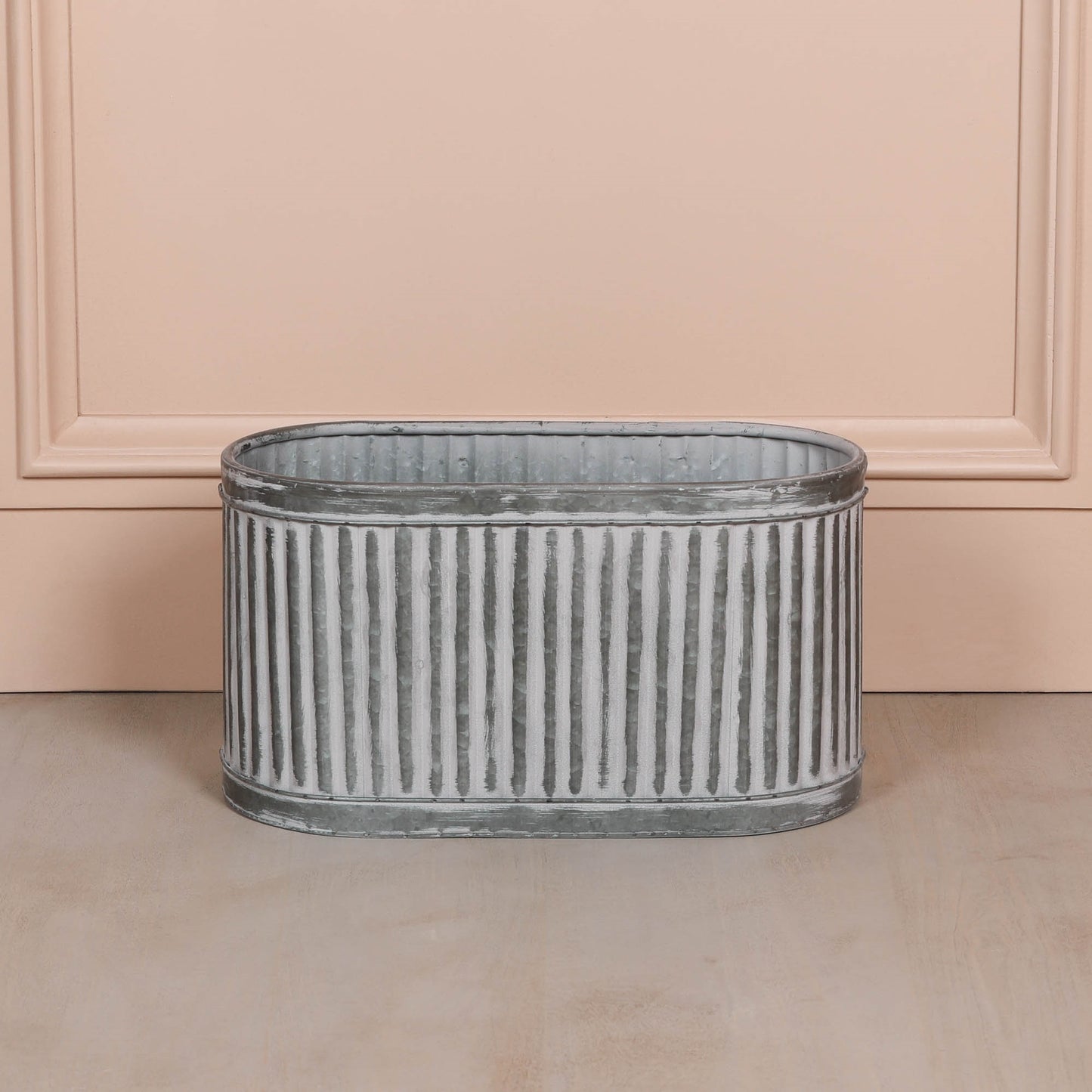 Ribbed Metal Planter - Small