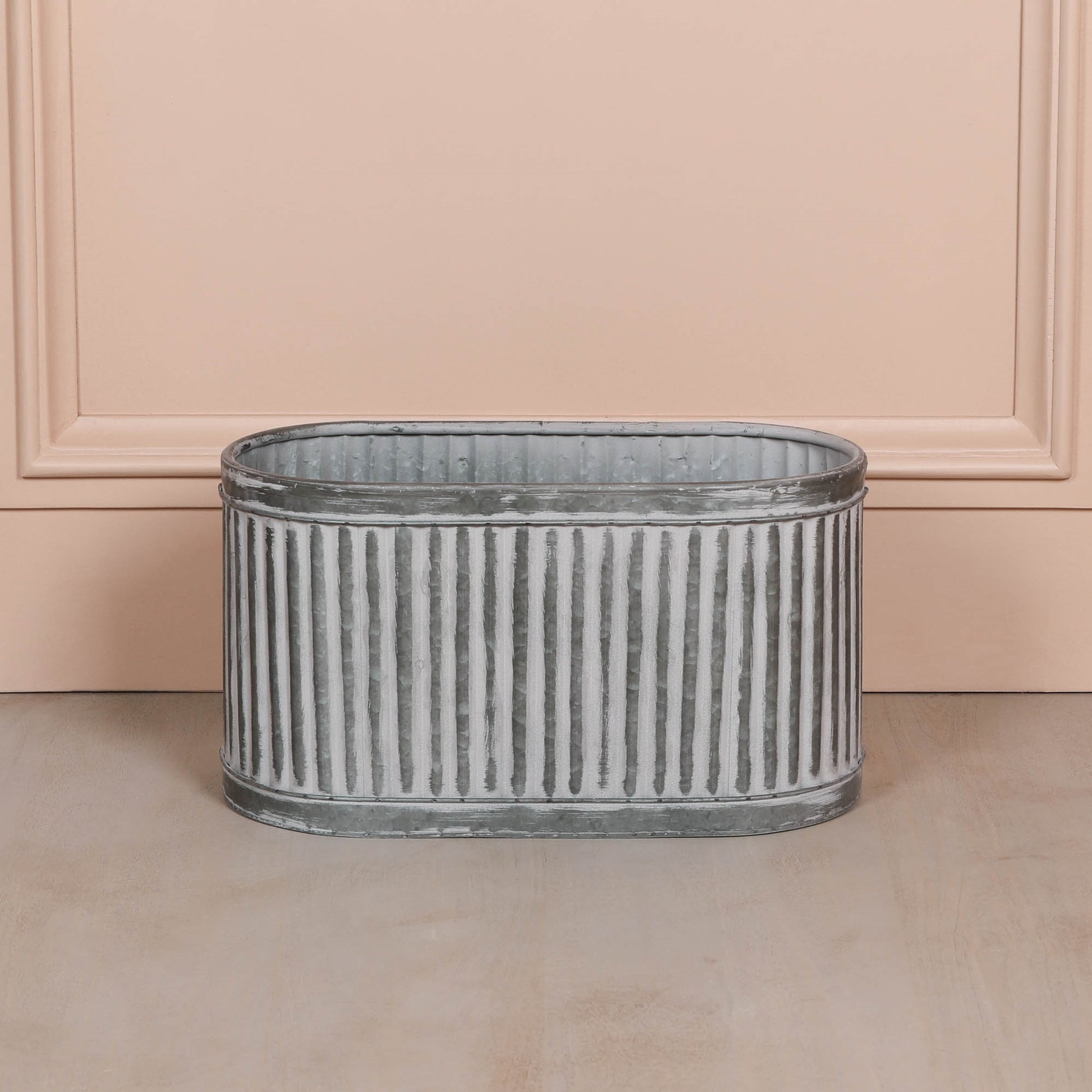 Ribbed Metal Planter - Small