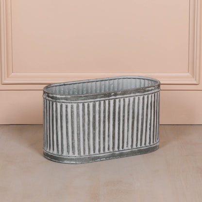 Ribbed Metal Planter - Small