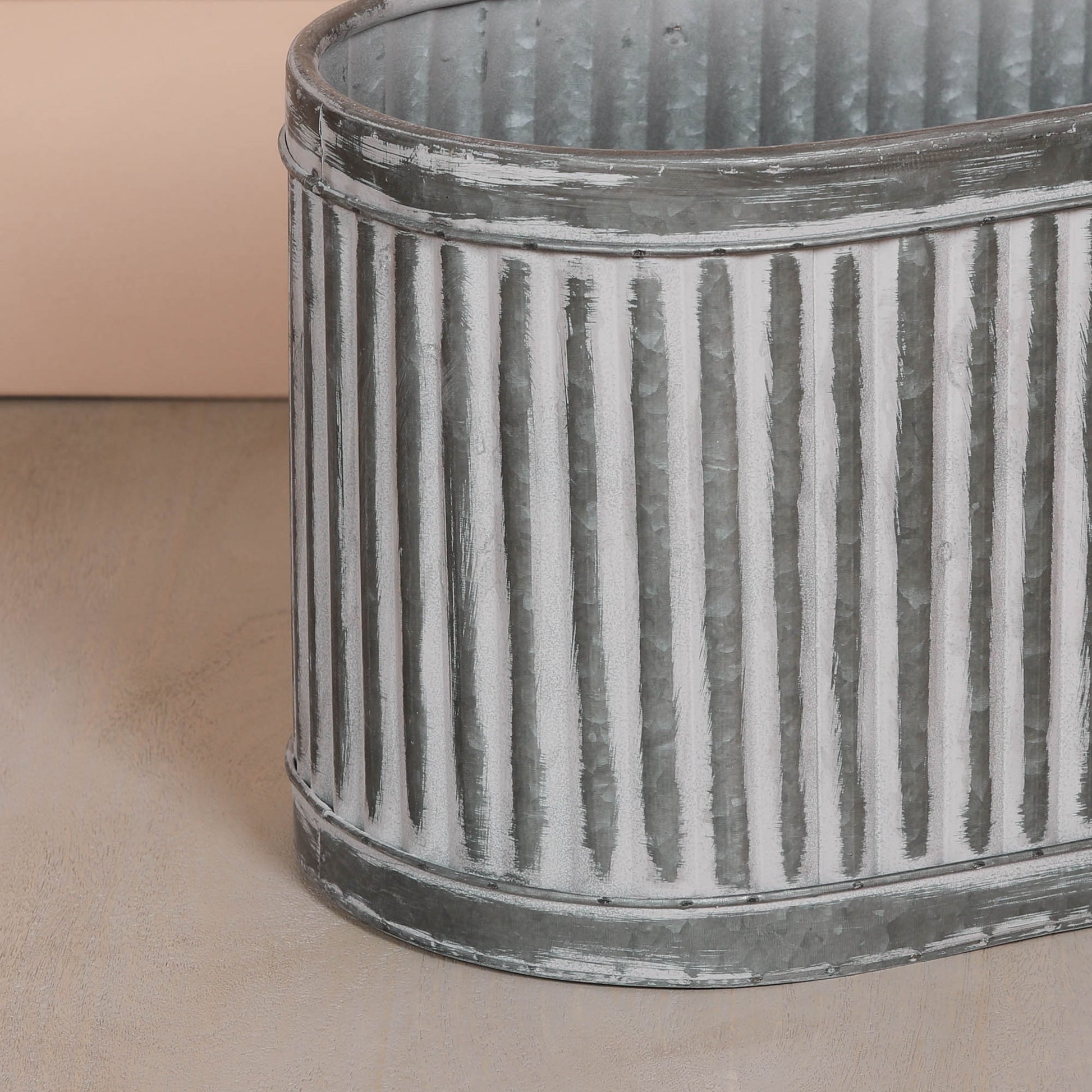 Ribbed Metal Planter - Small