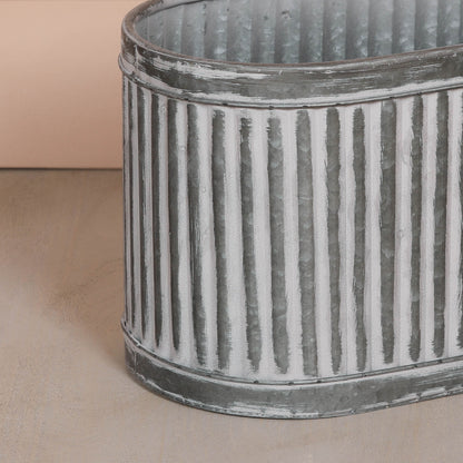 Ribbed Metal Planter - Small