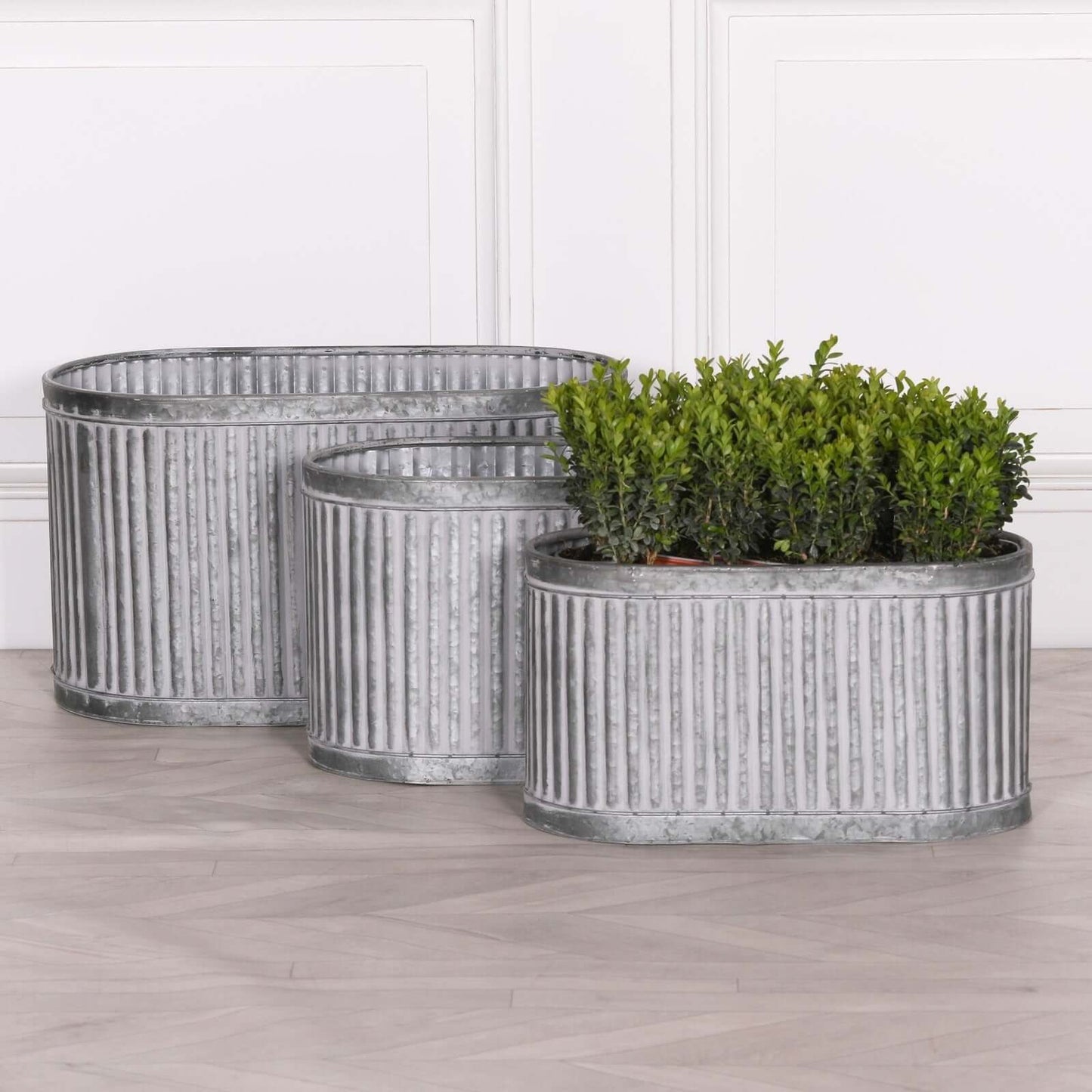 Ribbed Metal Planter - Small