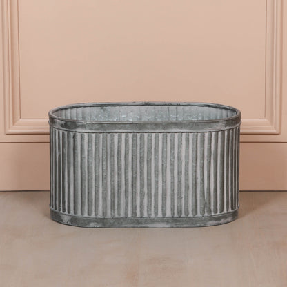 Ribbed Metal Planter - Medium