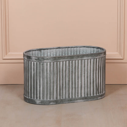 Ribbed Metal Planter - Medium