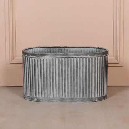 Ribbed Metal Planter - Large