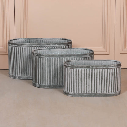 Ribbed Metal Planter - Small