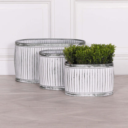 Oval Metal Planter Galvanised Steel - Medium Dolly Tub