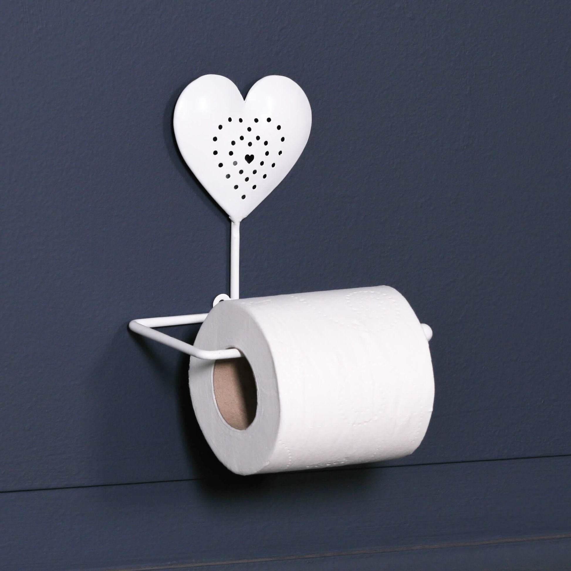 White Heart Toilet Roll Holder