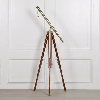 Brass Telescope on Wooden Stand