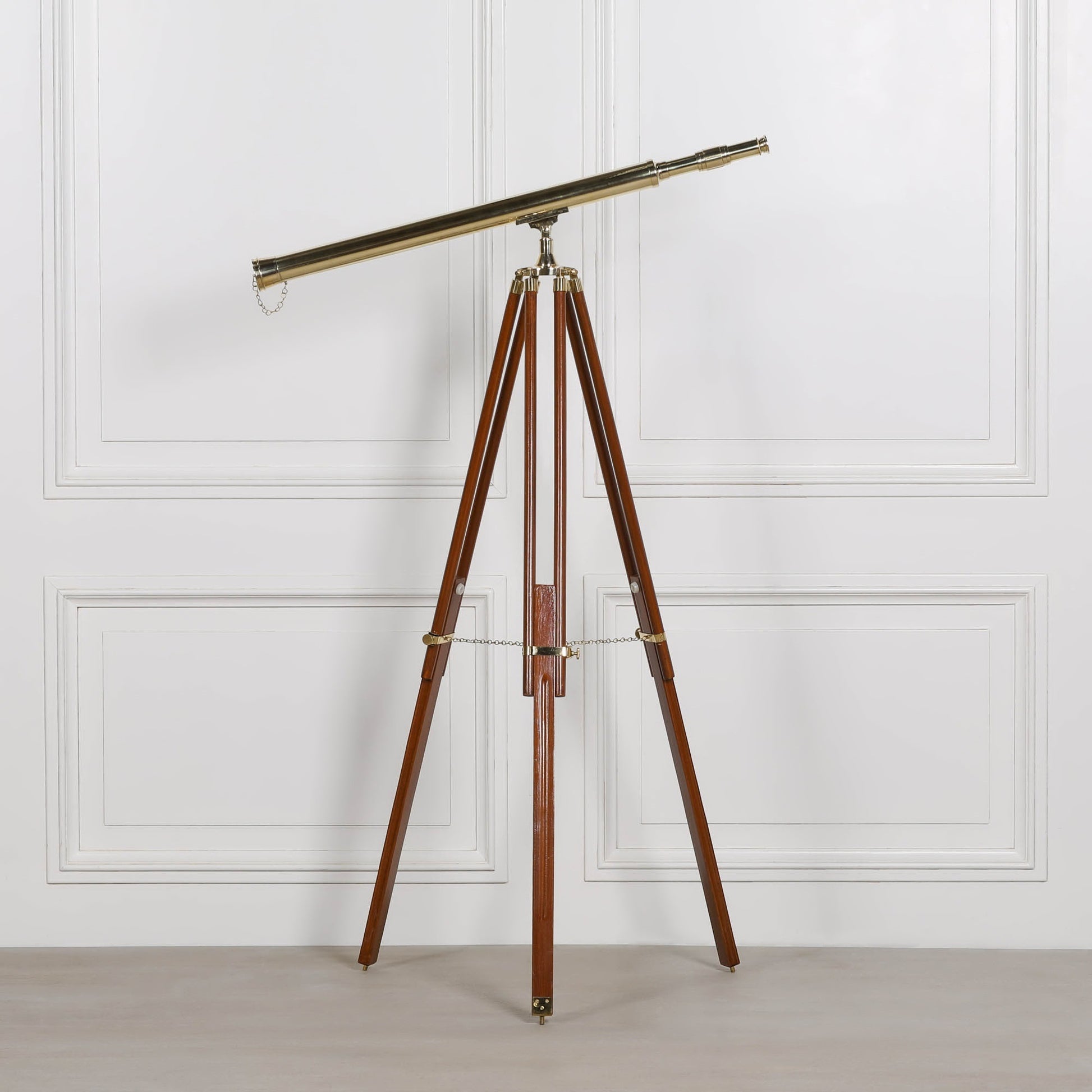 Brass Telescope on Wooden Stand