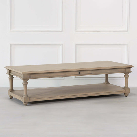 Rustic Wooden 170cm Coffee Table with Drawer