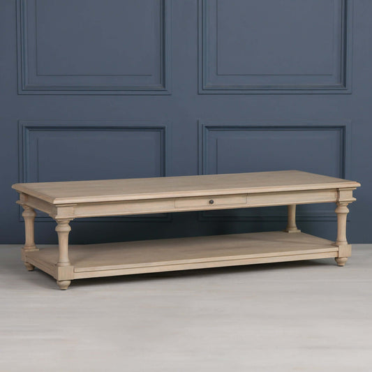 Rustic Wooden 170cm Coffee Table with Single Drawer