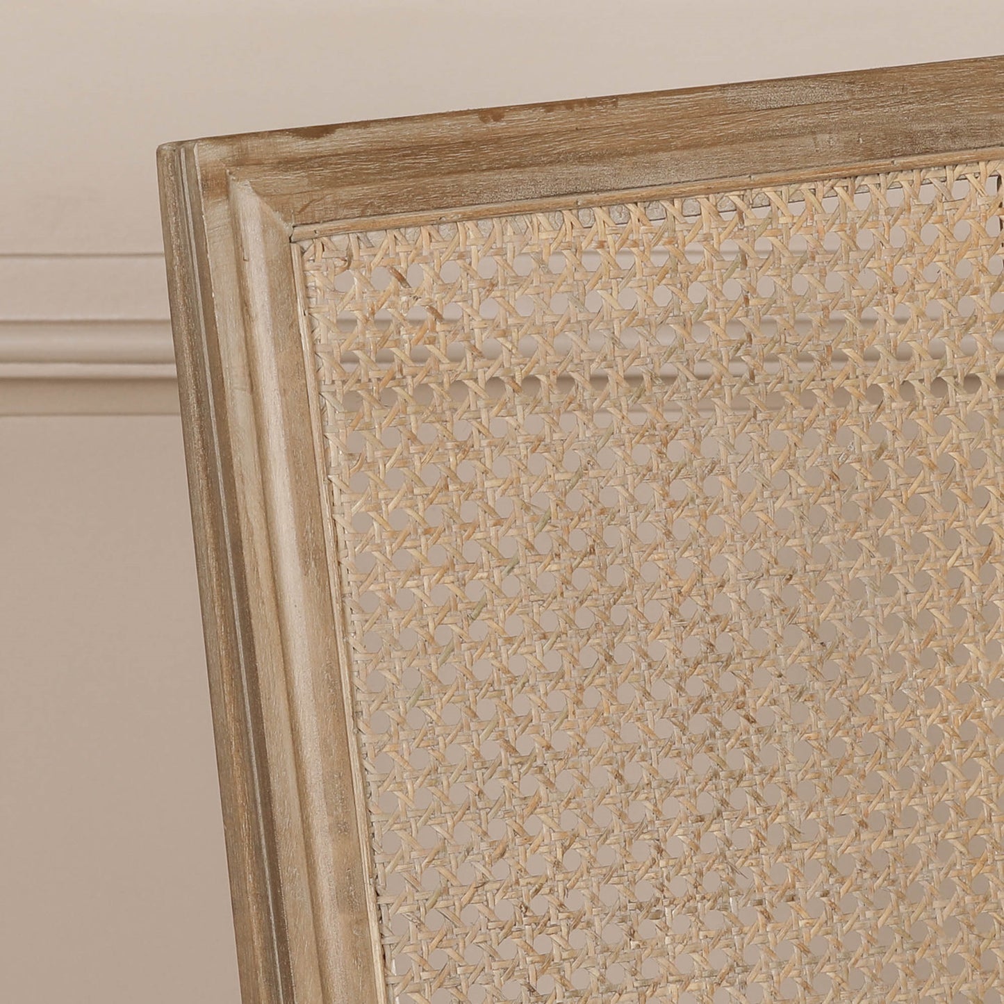 Wooden Louis Upholstered Square Rattan Back Dining Chair