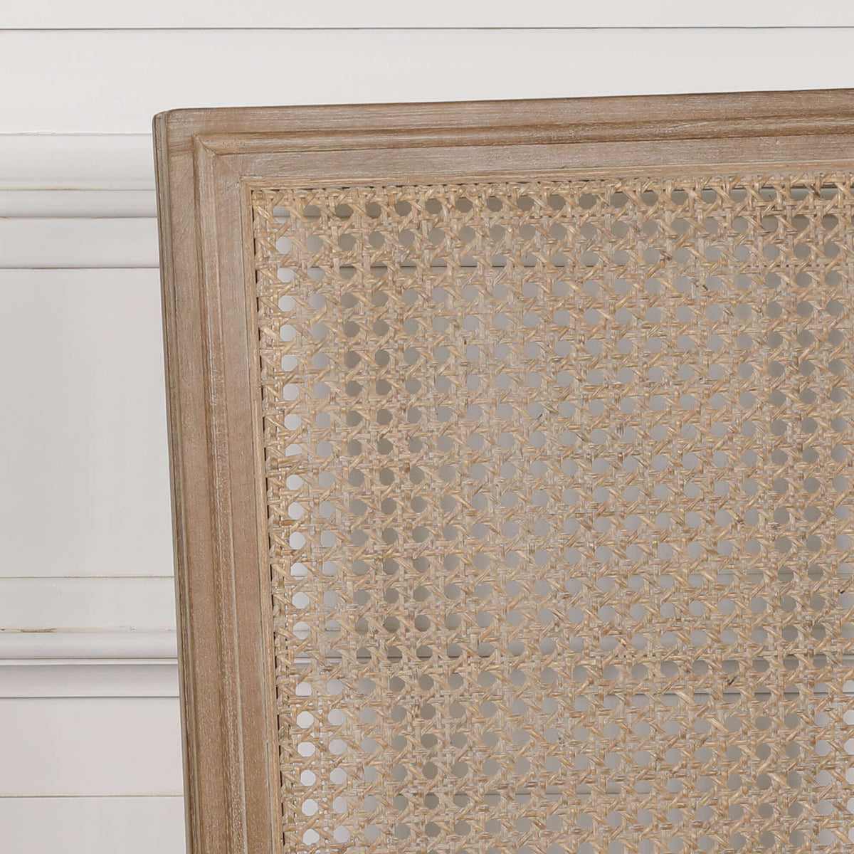 Wooden Louis Upholstered Square Rattan Back Dining Chair