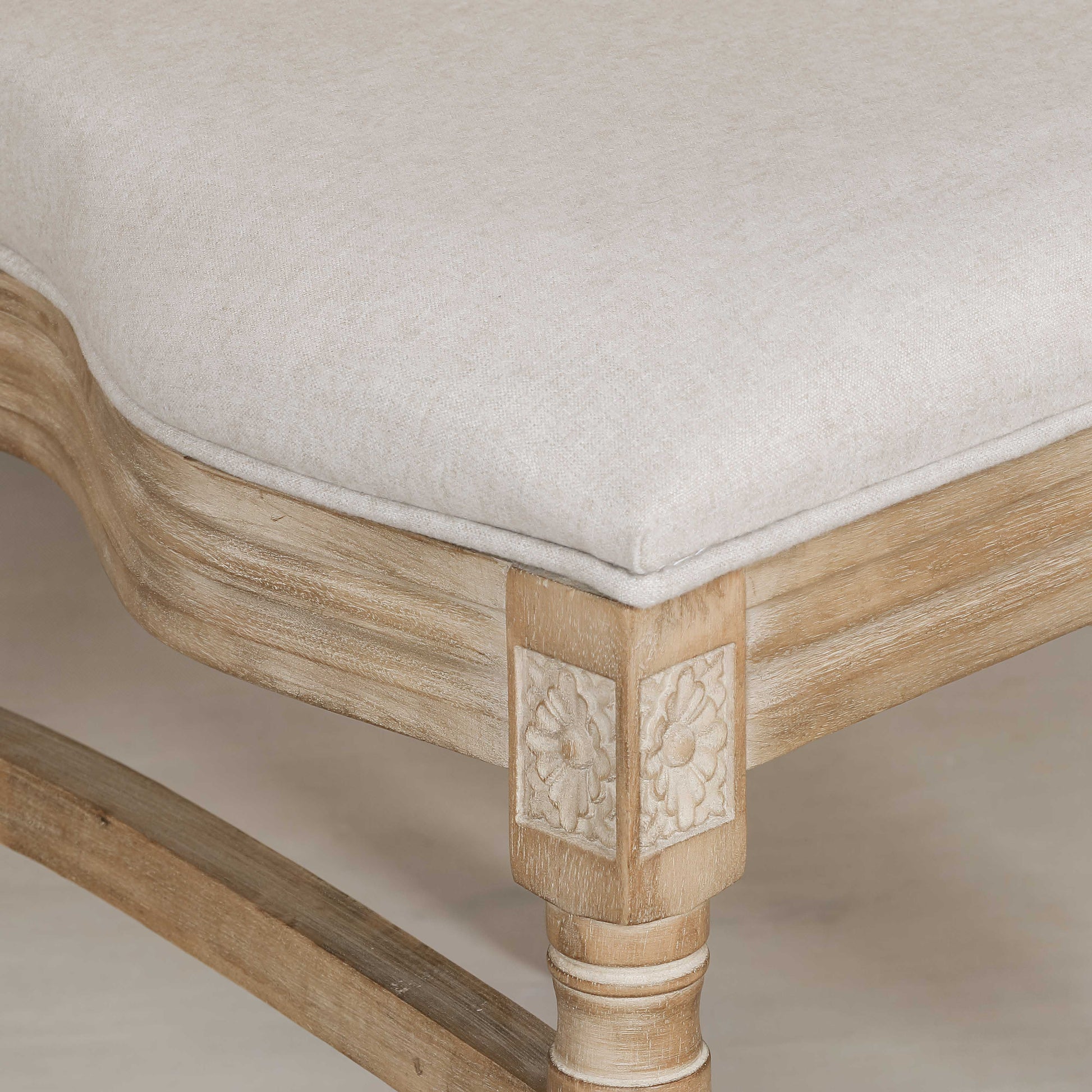 Wooden Louis Upholstered Square Rattan Back Dining Chair