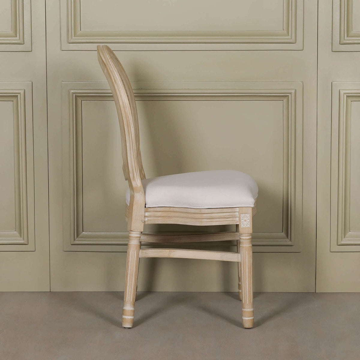 Light Wooden Louis Upholstered Dining Chair