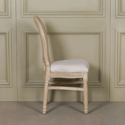 Light Wooden Louis Upholstered Dining Chair