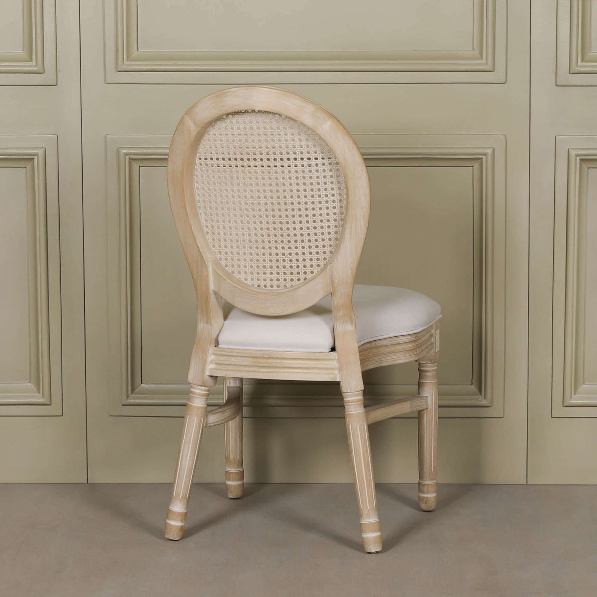 Light Wooden Louis Upholstered Dining Chair