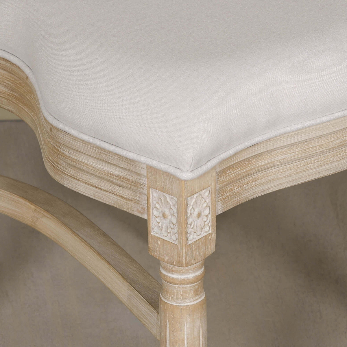Light Wooden Louis Upholstered Dining Chair