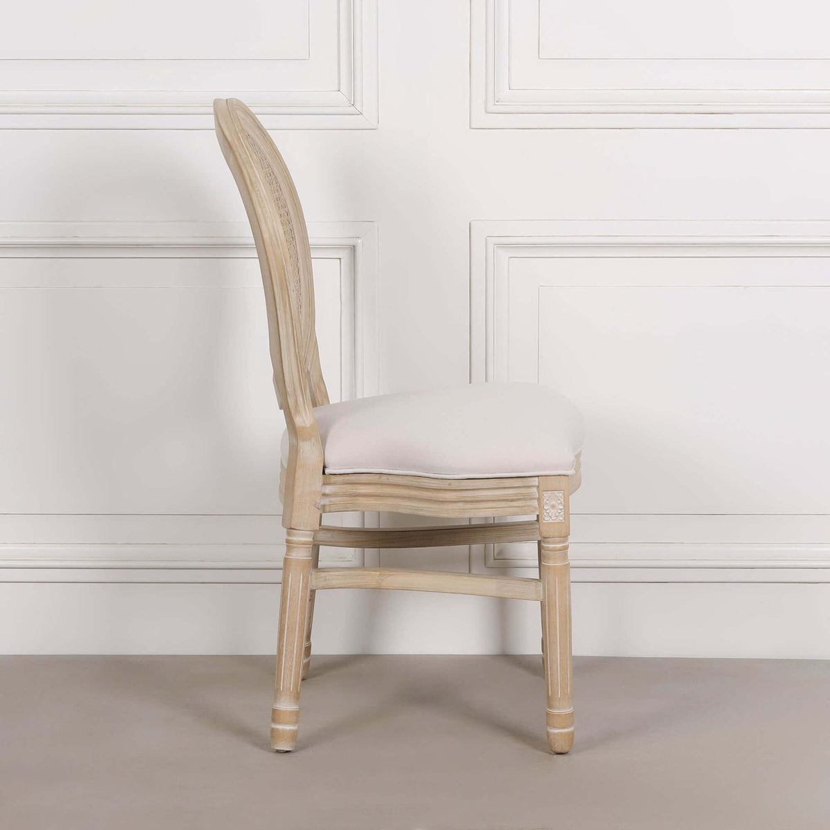 Light Wooden Louis Upholstered Dining Chair