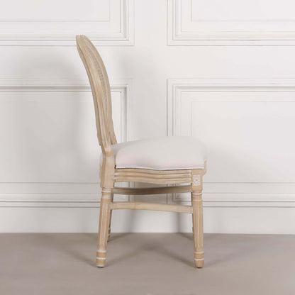 Light Wooden Louis Upholstered Dining Chair