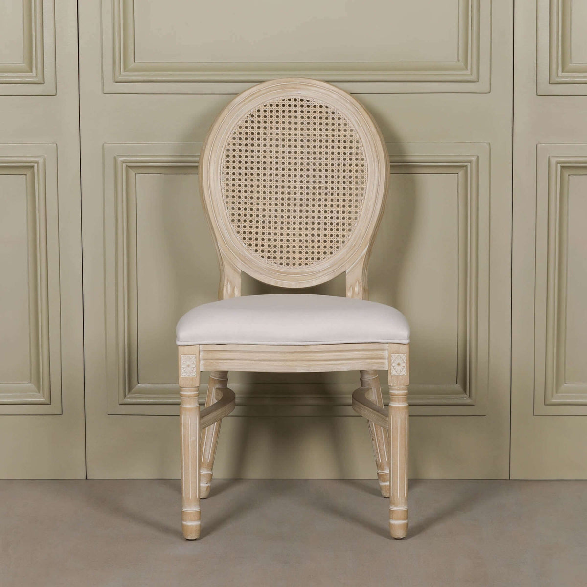 Light Wooden Louis Upholstered Dining Chair