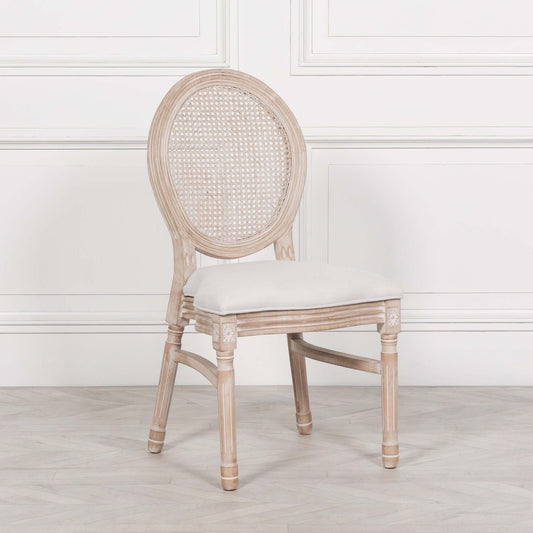 Light Wooden Louis Upholstered Dining Chair