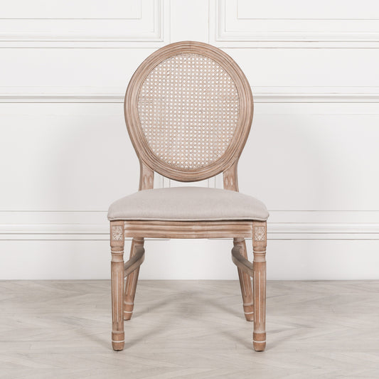 Wooden Louis Upholstered Dining Chair With Linen Seat