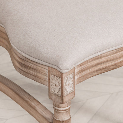 Wooden Louis Upholstered Dining Chair With Linen Seat