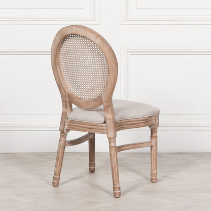 Wooden Louis Upholstered Dining Chair With Linen Seat
