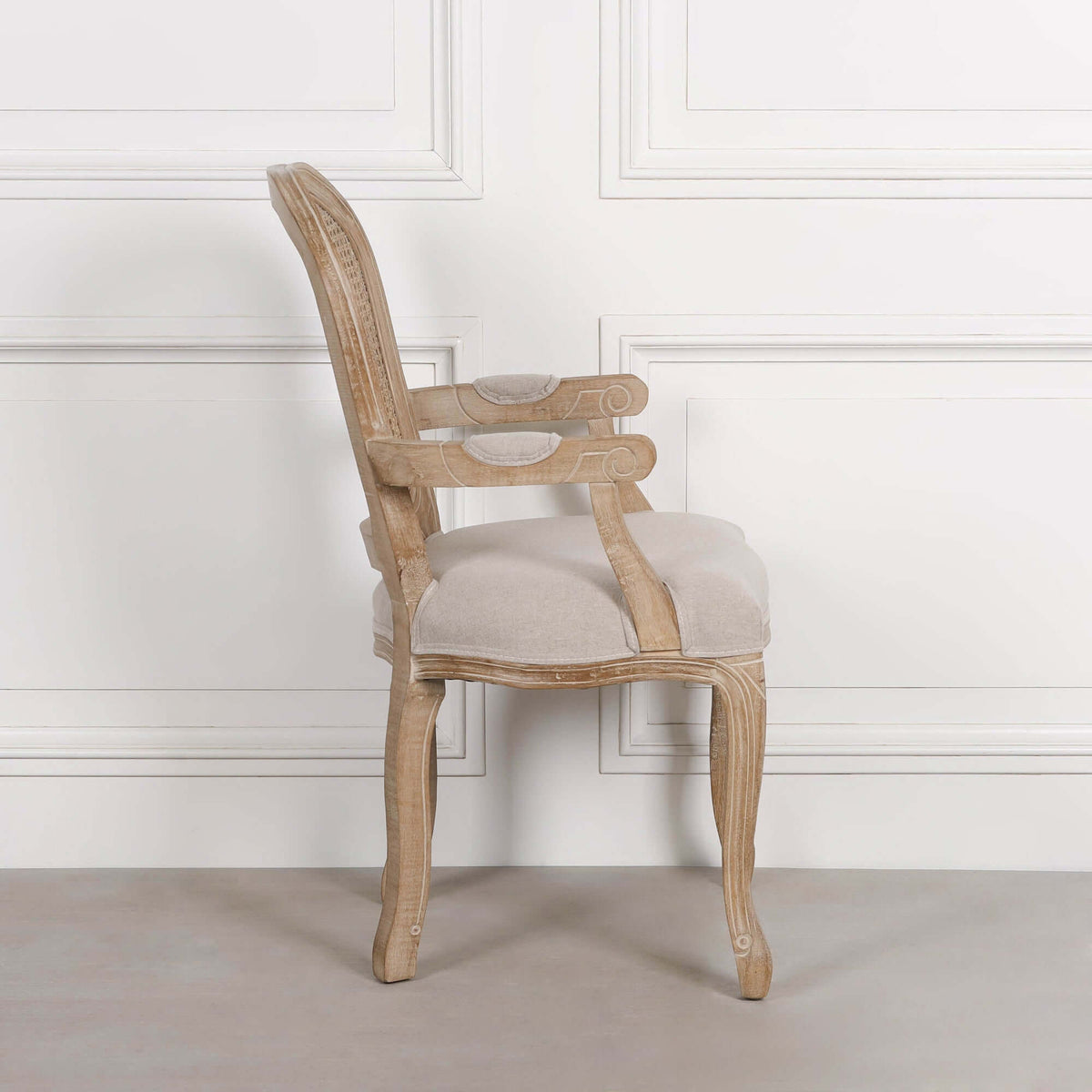 Wooden Carver Louis Upholstered Dining Arm Chair