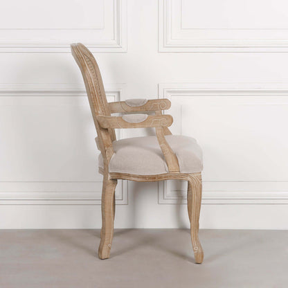 Wooden Carver Louis Upholstered Dining Arm Chair