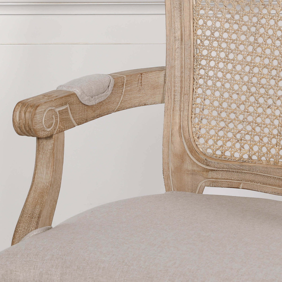 Wooden Carver Louis Upholstered Dining Arm Chair