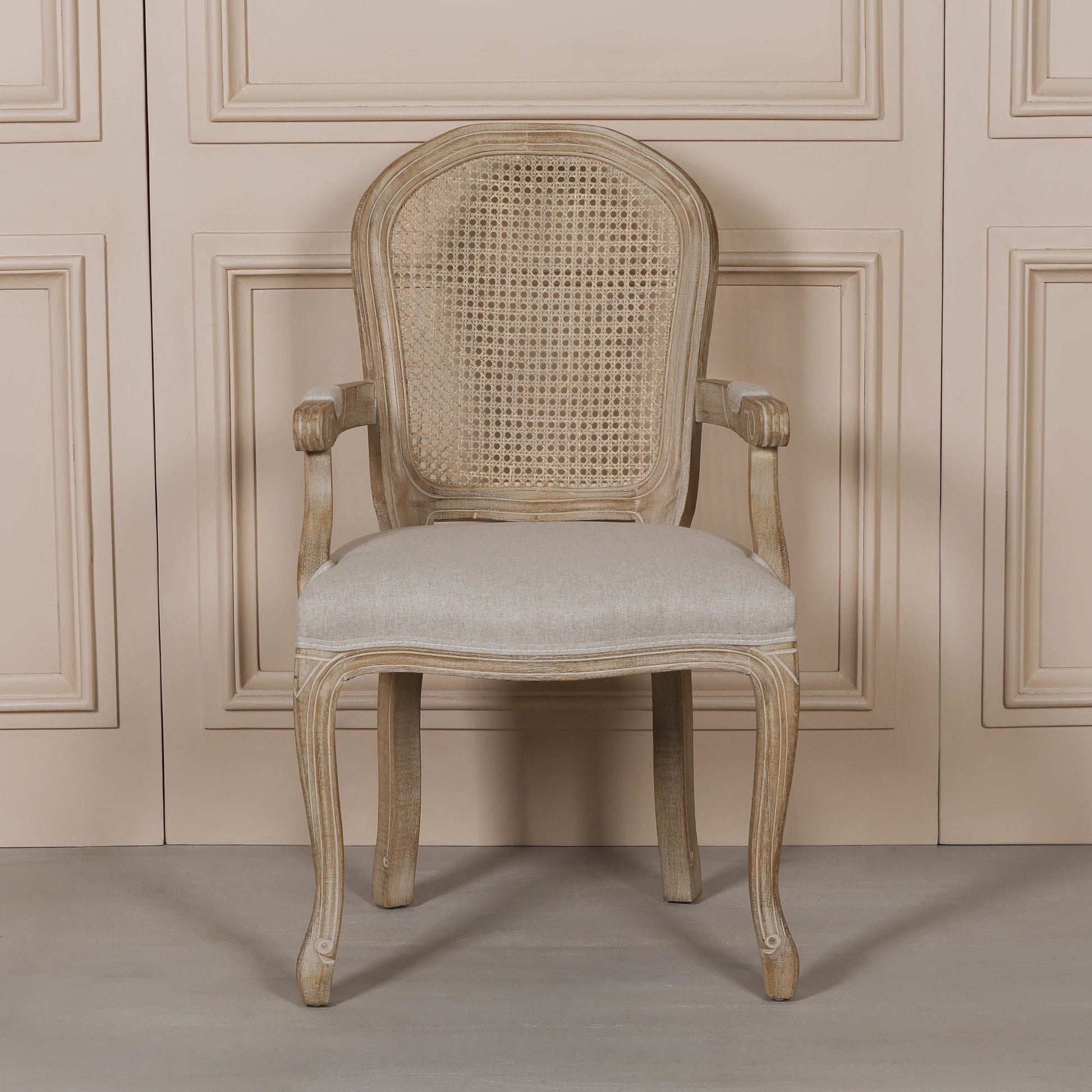 Wooden Carver Louis Upholstered Dining Arm Chair