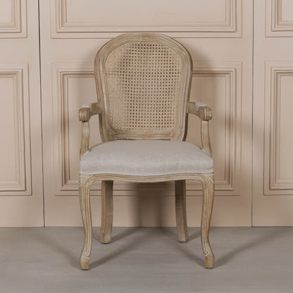 Wooden Carver Louis Upholstered Dining Arm Chair