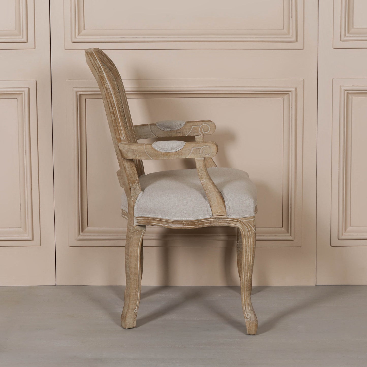 Wooden Carver Louis Upholstered Dining Arm Chair