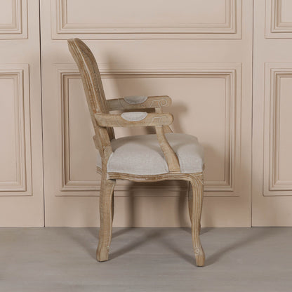 Wooden Carver Louis Upholstered Dining Arm Chair