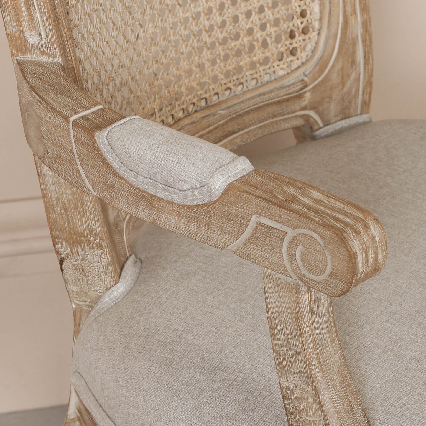 Wooden Carver Louis Upholstered Dining Arm Chair