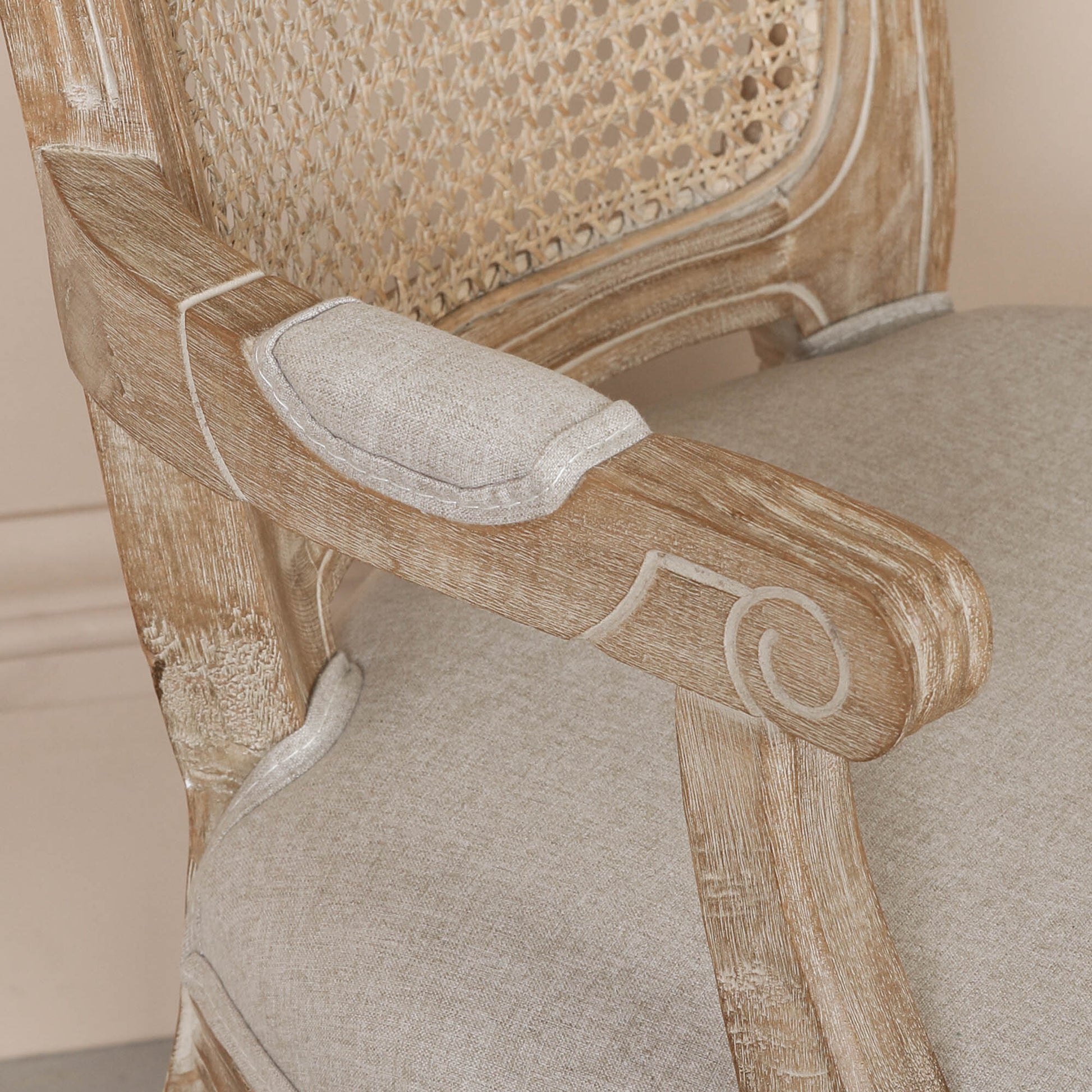 Wooden Carver Louis Upholstered Dining Arm Chair