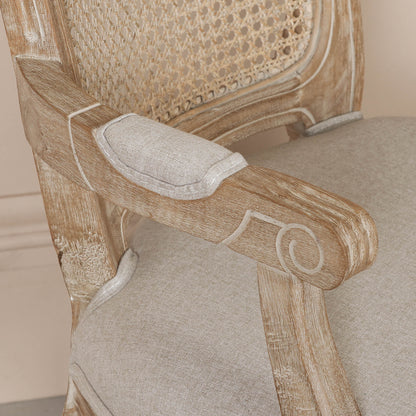 Wooden Carver Louis Upholstered Dining Arm Chair
