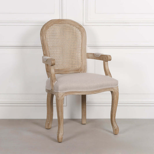 Wooden Carver Louis Upholstered Dining Arm Chair