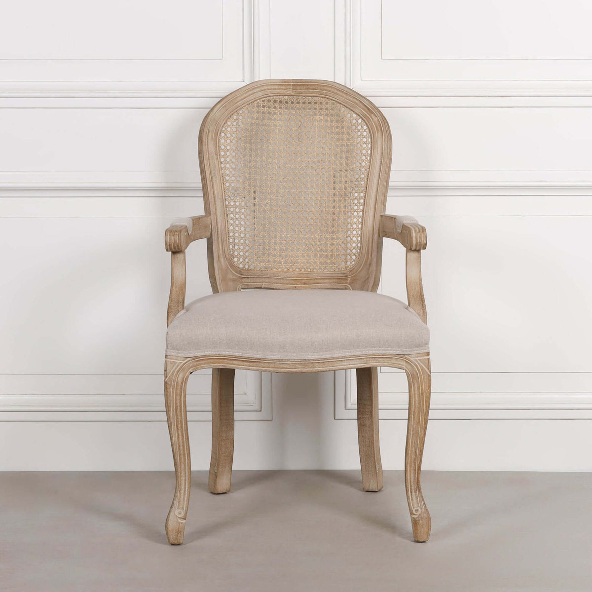 Wooden Carver Louis Upholstered Dining Arm Chair