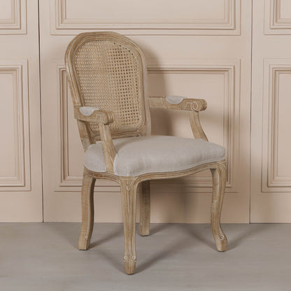 Wooden Carver Louis Upholstered Dining Arm Chair