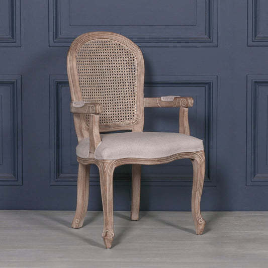 Wooden Carver Louis Upholstered Dining Arm Chair