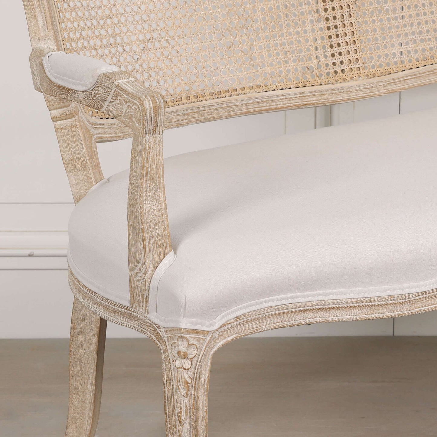 Wooden Louis Upholstered 2 Seater Settee
