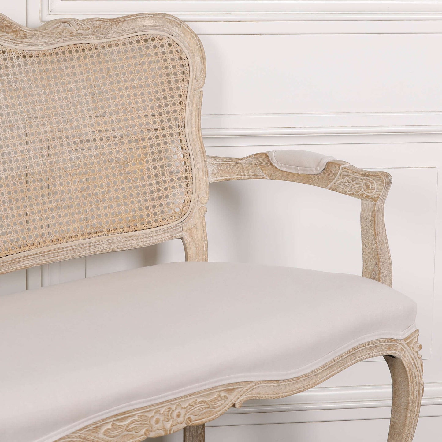 Wooden Louis Upholstered 2 Seater Settee