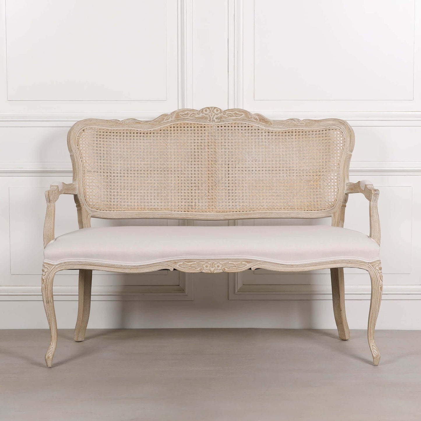 Wooden Louis Upholstered 2 Seater Settee