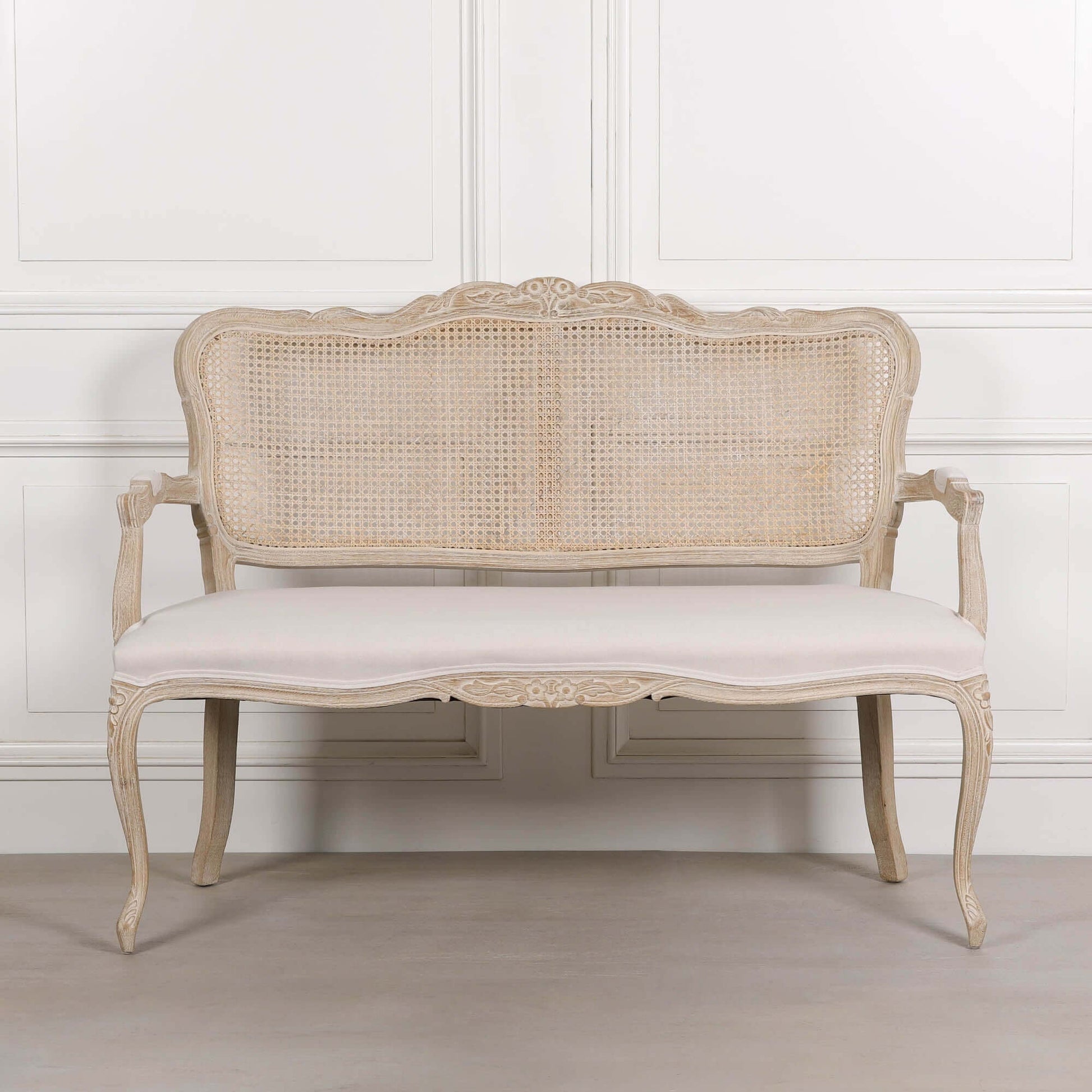 Wooden Louis Upholstered 2 Seater Settee