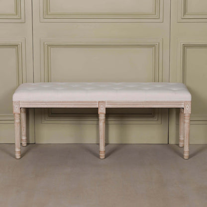 Light Wooden Louis Upholstered Bench